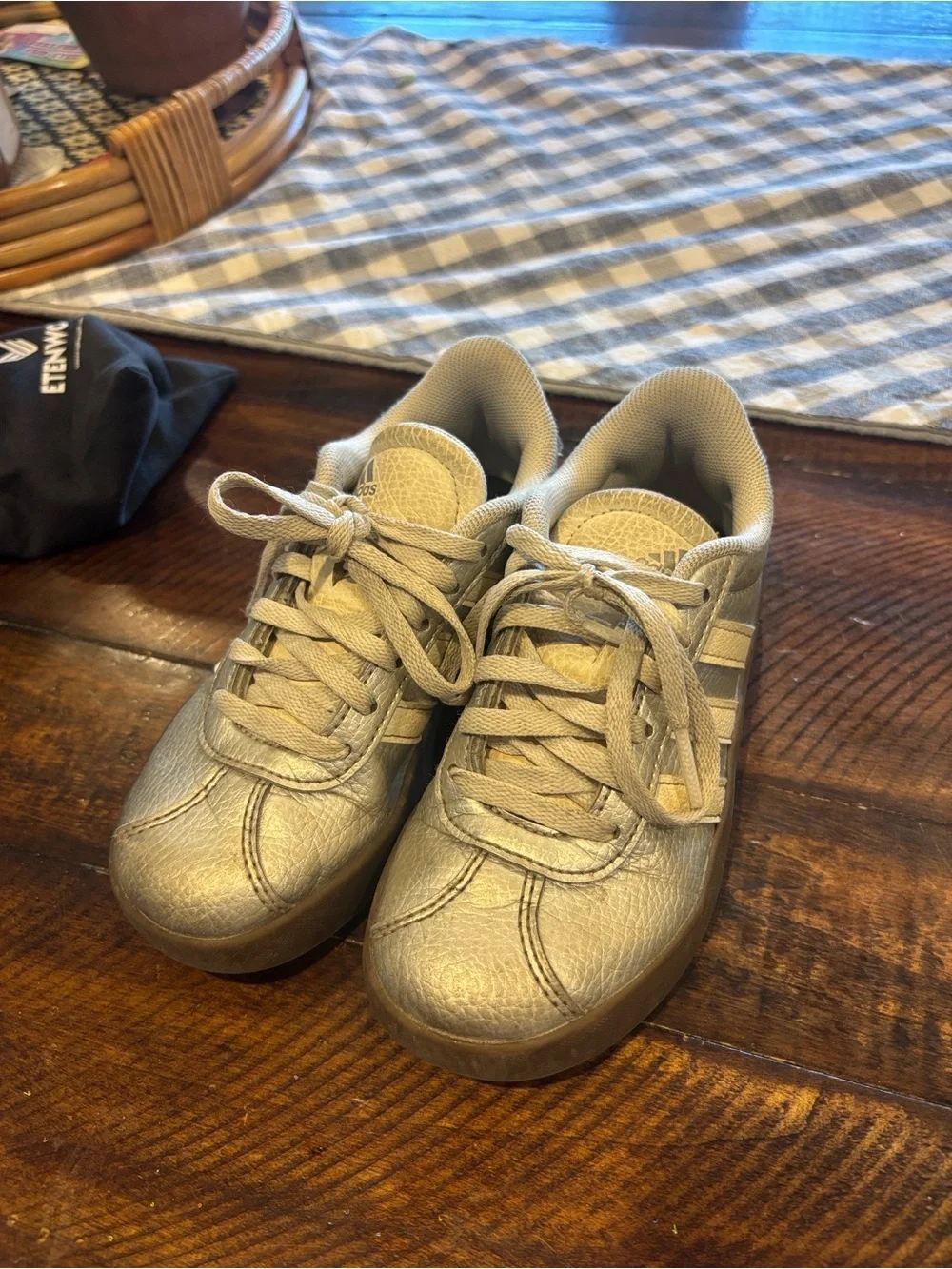 adidas Kids Metallic Silver Lace-Up Sneakers